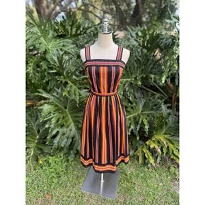 Vintage Lang Originals 1970s Striped Sundress Pristine Retro Size S/M Bright